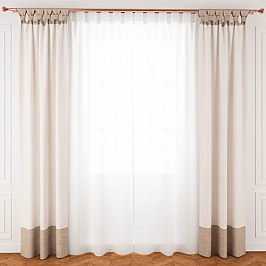 Copper Curtain with Elegant Rod 3D model image 1 