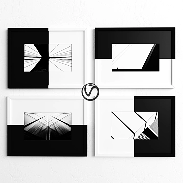 Architectural Lines: Black and White Art Prints 3D model image 1 