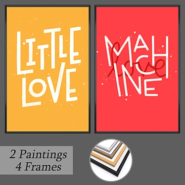 Versatile Set of 2 Wall Paintings & 4 Frame Options 3D model image 1 