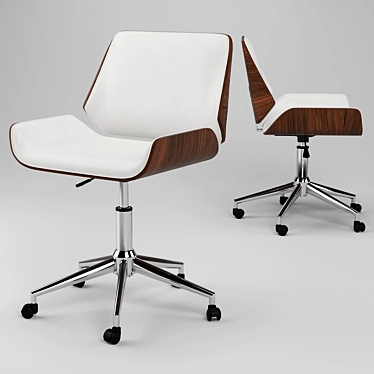 Herning Wood Faux Leather Office Chair 3D model image 1 