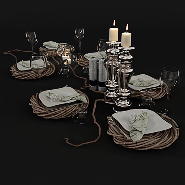 Elegant Tableware Set 3D model image 1 