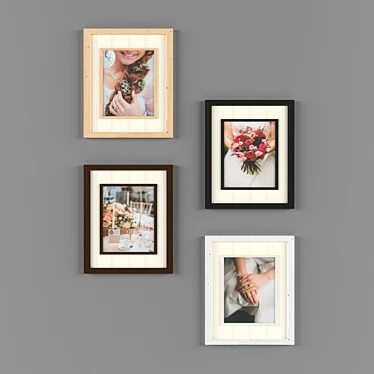 Wall-Mounted Photo Frame in Various Finishes 3D model image 1 