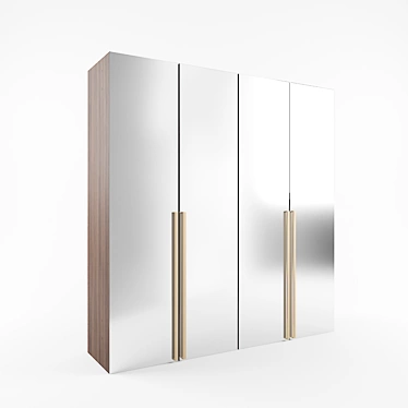 Customizable Mirrored Door Wardrobe 3D model image 1 