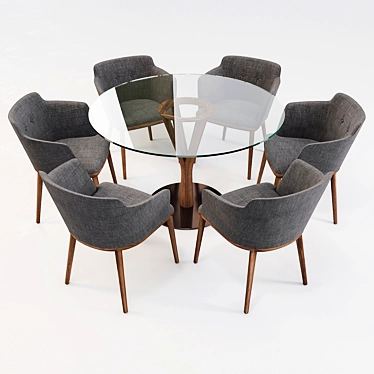 Modern Elegance: Porada ArmChair Celine & Timber Table 3D model image 1 