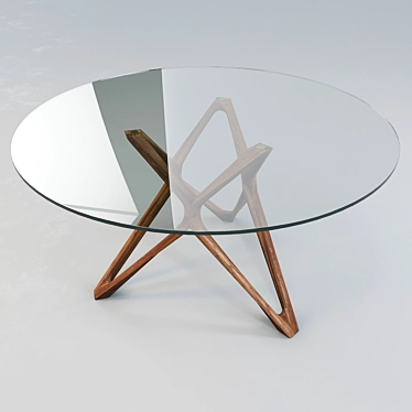 Porada Circe: Walnut Dining Table w/ Tempered Glass Top 3D model image 1 