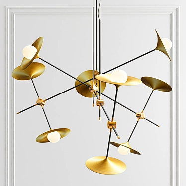 Jenkins Matte Black and Brass Chandelier 3D model image 1 