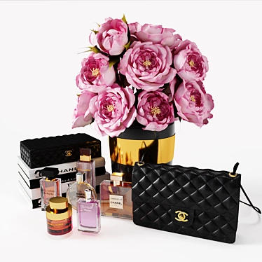 Chanel Décor Set: Flowers, Books, Fragrance Sachet, Box & Bag 3D model image 1 