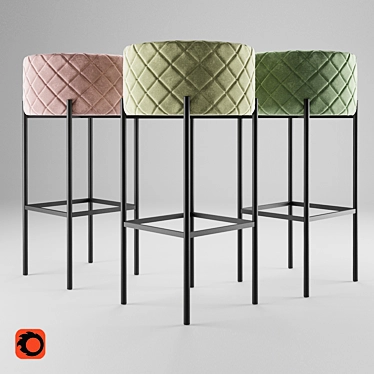 Panama Bar Stool: Stylish and Durable 3D model image 1 