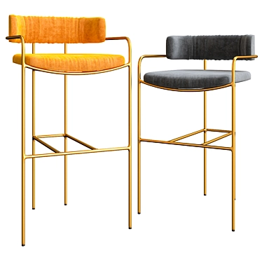 Luxurious Lenox Velvet Stools 3D model image 1 