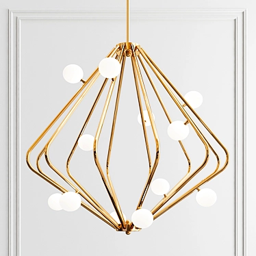 Gilded Glass Cherry Bomb Chandelier 3D model image 1 