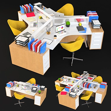 Sleek Office Set with Modern Stations 3D model image 1 
