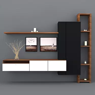 Modern TV Unit with Cabinets & Shelf 3D model image 1 