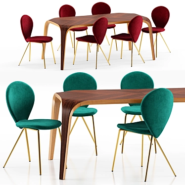 Elegant Perla Chairs & Unico Table - Riflessi 3D model image 1 