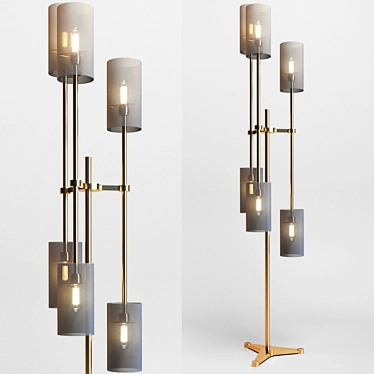 Elegant Pugil Brass Floor Lamp 3D model image 1 