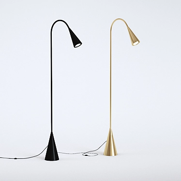 Elegant Black & Bronze Floor Lamp 3D model image 1 