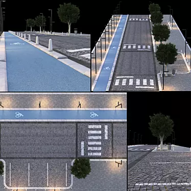 Seamless Textured Paving & Sidewalk 3D model image 1 