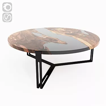 Natural Wood Slab Table 3D model image 1 