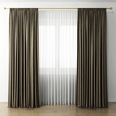 Elegant Window Drapes 3D model image 1 