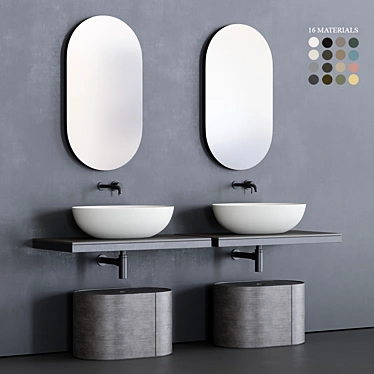 Cielo Multiplo Set: Vanity Unit, Washbasin & Mirror 3D model image 1 