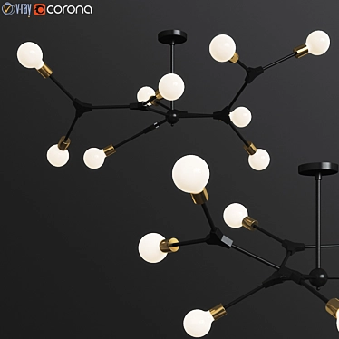 DNA Spiral Ceiling Light - Modern Brass and Glass Fixture 3D model image 1 