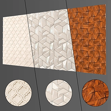 3D Tile Panel: 3 Unique Models 3D model image 1 