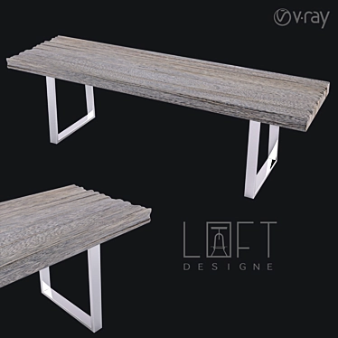 LoftDesigne 1578 Wooden Metal Bench 3D model image 1 