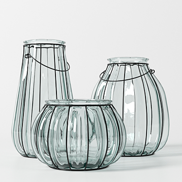 Elegant Glass Vases Set 3D model image 1 