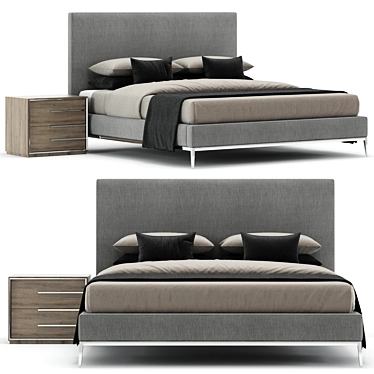 Contemporary Italia Panel Bed 3D model image 1 