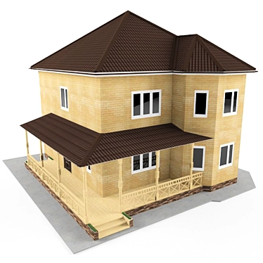 Cozy Brick Cottage with Terrace 3D model image 1 
