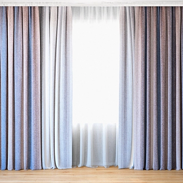 Elegant Drapes with Sheer Tulle 3D model image 1 