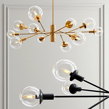 Elegant Brass Pellman Chandelier 3D model image 1 