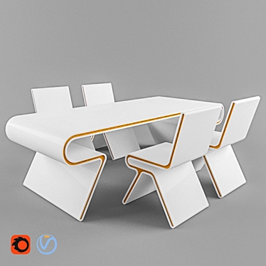 Modern Minimalist Furniture Set 3D model image 1 