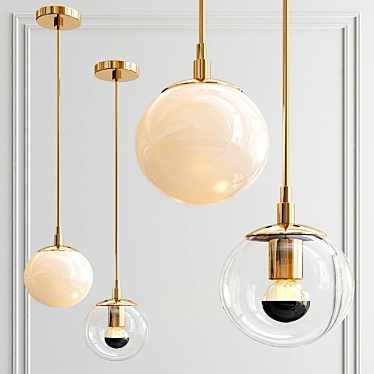 Elegant Modo Brass Glass Chandelier 3D model image 1 