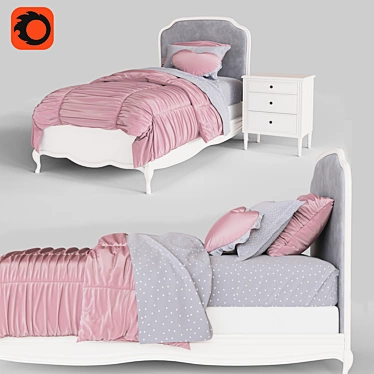 Elegant Marceline Bed: Low Footboard 3D model image 1 