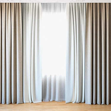 Dreamy Delight curtains with tulle 3D model image 1 