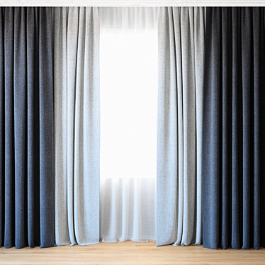 Elegance in Layers: Curtains with Tulle 3D model image 1 