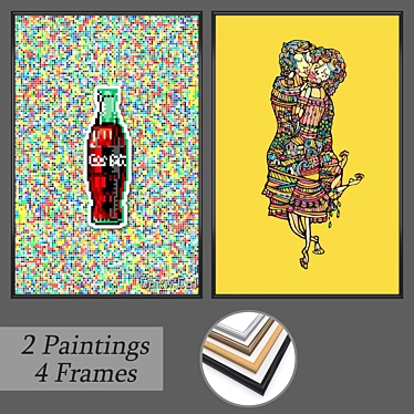Artistic Set: 2 Paintings, 4 Frame Options 3D model image 1 