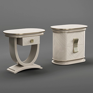 Contemporary Art Bedside Tables - Oliver Collection 3D model image 1 