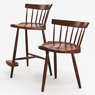 Nakashima Mira Chair: Timeless Elegance 3D model image 1 