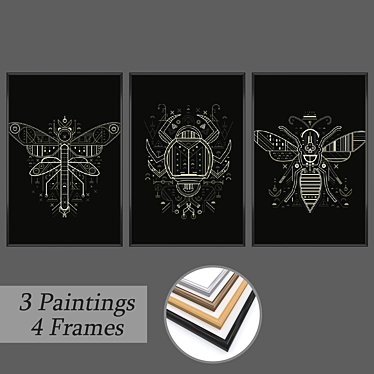 Artful Impressions: Set of Wall Paintings 3D model image 1 