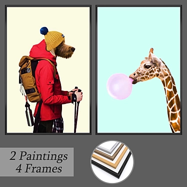 Versatile Set of Wall Paintings & Frames 3D model image 1 