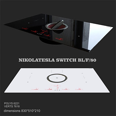 Elica NIKOLATESLA BL/F/80 Induction Cooktop with Extractor 3D model image 1 