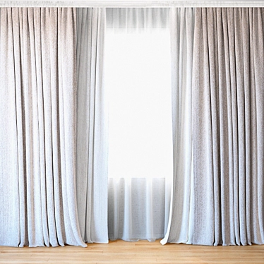 Elegant Sheer 55 | Transparent Curtains 3D model image 1 