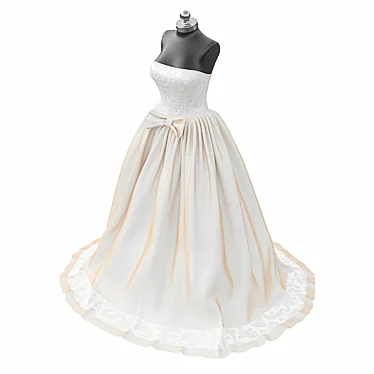 Elegant Black Wedding Dress 3D model image 1 