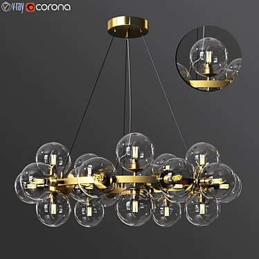 Dallas Brass Glass Pendant Lamp 3D model image 1 