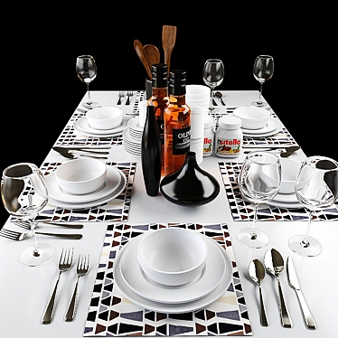 Smoothly Detailed Tableware Set 3D model image 1 