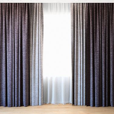 Elegant Sheer: Curtains with Tulle 3D model image 1 