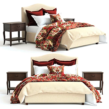 Elegant Pottery Barn Raleigh Bed 3D model image 1 