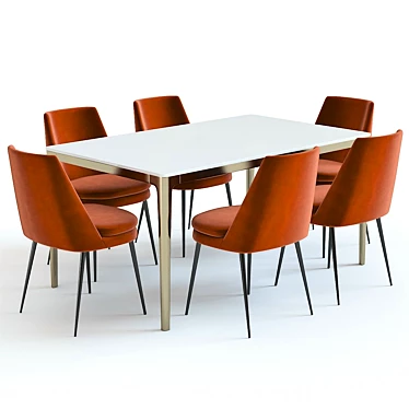 Sleek West Elm Canto Dining Set 3D model image 1 