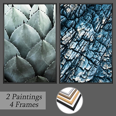 Wall Art Set No. 721: 2 Paintings & 4 Frame Options 3D model image 1 
